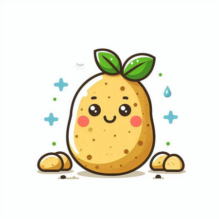 Cute potato character vector illustration. Cute potato character isolated on white backgroundのイラスト素材