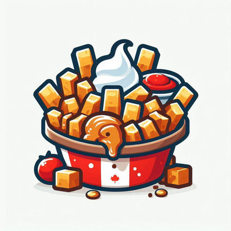 Crispy Fried Potatoes Cartoon Mascot Illustration.のイラスト素材