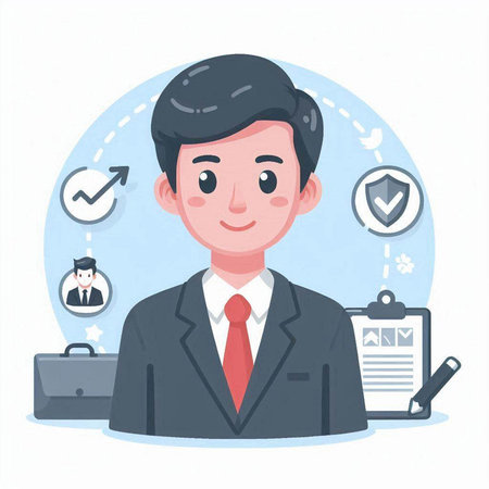 Businessman, manager, office worker, businessman, vector flat illustrationのイラスト素材