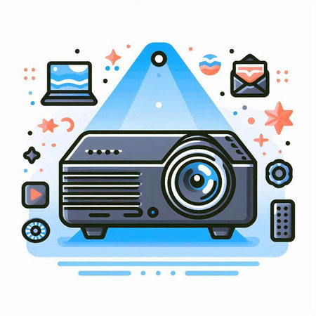 Projector icon in flat style on white background. Vector illustration.のイラスト素材