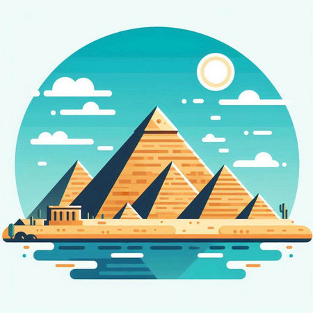 Egyptian pyramids. Vector illustration in flat style. EPS10のイラスト素材