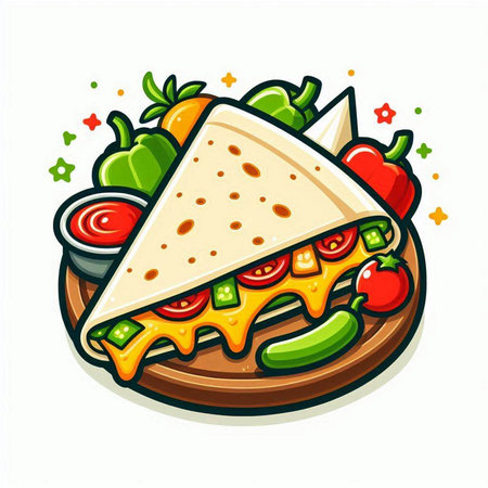 Illustration of mexican fast food on white background - vectorのイラスト素材
