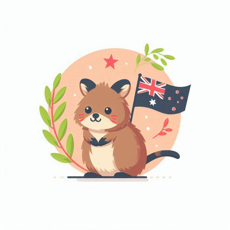 Cute cartoon hamster with the flag of the United Kingdom. Vector illustration.のイラスト素材
