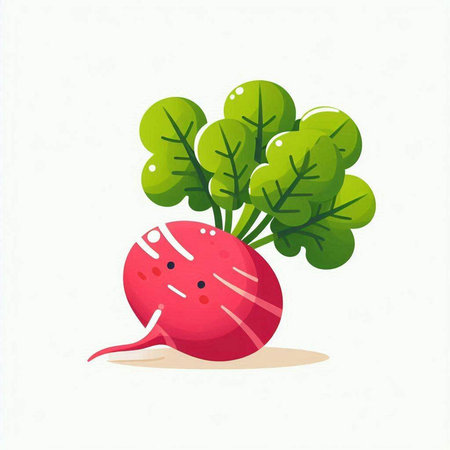 Fresh radish isolated on white background. Vector illustration. Eps 10.のイラスト素材
