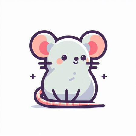 Cute cartoon mouse. Vector illustration in a flat style. Isolated on white background.のイラスト素材