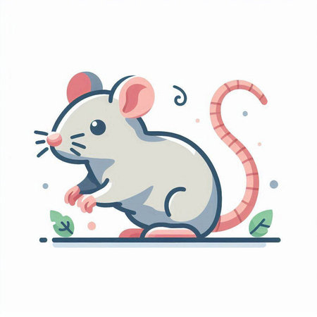Cute mouse. Vector illustration in flat style. Isolated on white background.のイラスト素材
