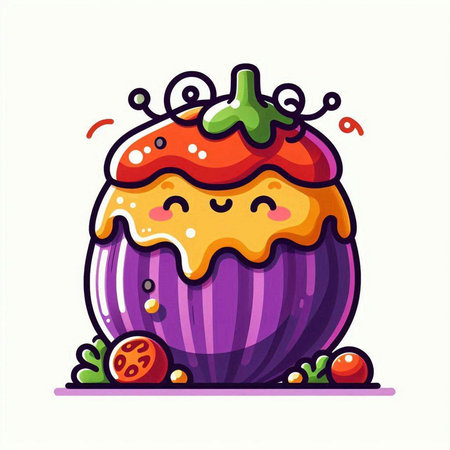 Strawberry character. Cute cartoon kawaii style vector illustration.のイラスト素材