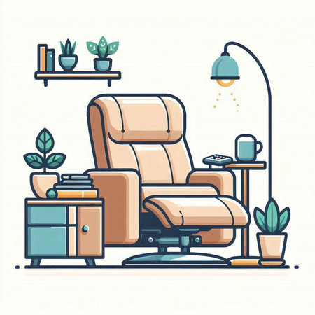 Vector illustration of a modern armchair in a flat style. Furniture for the office.のイラスト素材