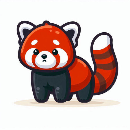 Red panda cartoon vector illustration. Cute red panda character.のイラスト素材