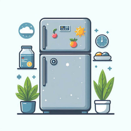 Refrigerator vector illustration. Refrigerator icon. Kitchen appliances.のイラスト素材