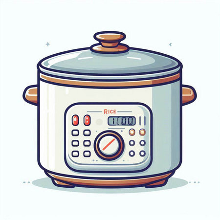 Illustration of a Slow cooker in cartoon style on a white backgroundのイラスト素材