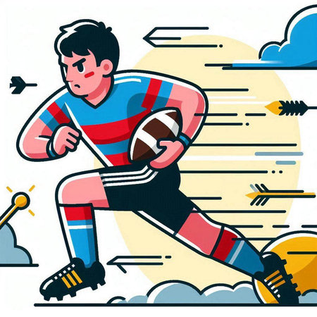 Hockey player in action. Vector illustration in flat cartoon style.のイラスト素材