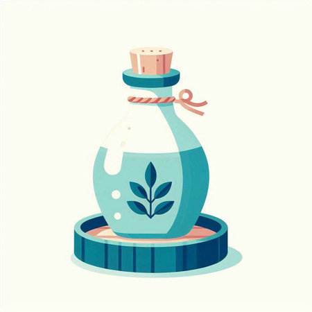 Magic potion in a bottle. Vector illustration of a magic potion.のイラスト素材