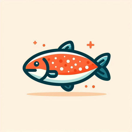 Colorful vector illustration of a cartoon rainbow trout in flat style.のイラスト素材