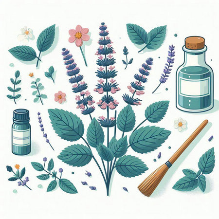 Herbal medicine, aromatherapy and aromatherapy. Vector illustration.のイラスト素材