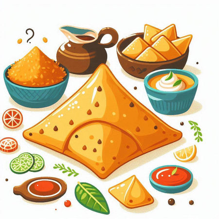 Illustration of a set of mexican food on white backgroundのイラスト素材