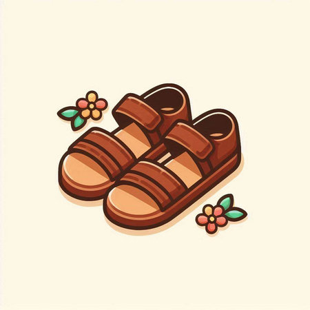 Vector illustration of a pair of slippers on a light background.のイラスト素材