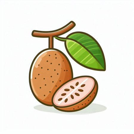Kiwi fruit vector illustration isolated on white background. Cartoon style.のイラスト素材