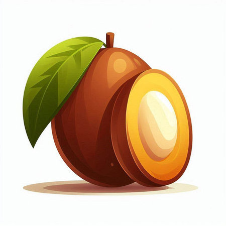 Plum with leaf isolated on white background. Vector illustration. Eps 10.のイラスト素材