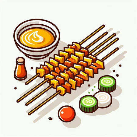 Japanese food vector illustration. Sushi, rolls and chopsticks.のイラスト素材