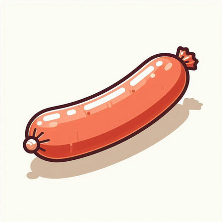 Sausage on a white background. Vector illustration of a sausage.のイラスト素材