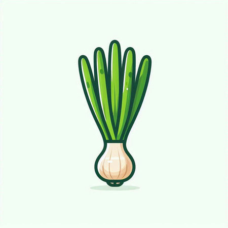 Vegetable icon. Vector illustration of a fresh green onion.のイラスト素材