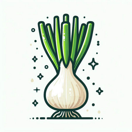 Vector illustration of fresh onion on white background. Hand drawn vegetable.のイラスト素材