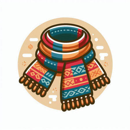 Vector illustration of a colorful scarf on a white background. Vector illustration.のイラスト素材