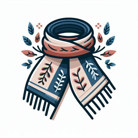 Vector hand drawn illustration of scarf. Isolated on white background.のイラスト素材