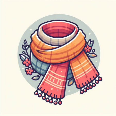 Vector illustration of a scarf in the shape of a circle on a white background.のイラスト素材