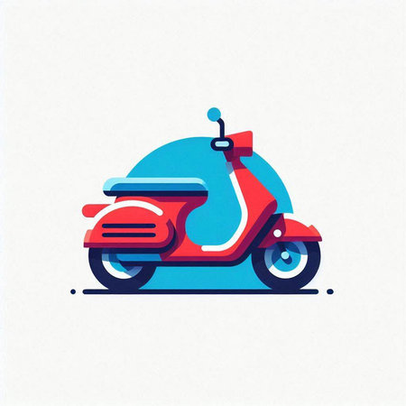Vintage scooter icon, vector illustration. Flat design style.のイラスト素材