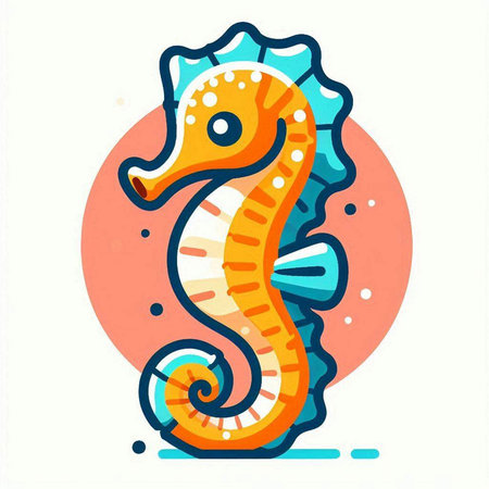 Seahorse icon, sea life, vector illustration in flat styleのイラスト素材