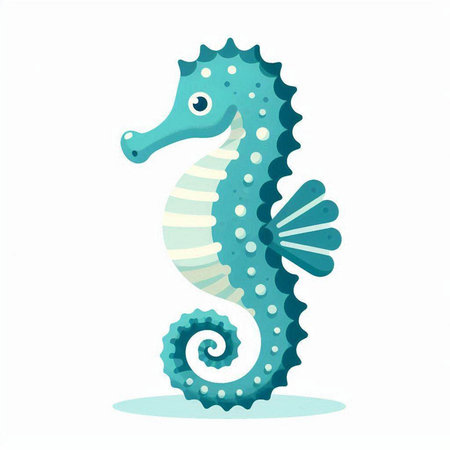 Sea horse isolated on white background. Cartoon style. Vector illustration.のイラスト素材