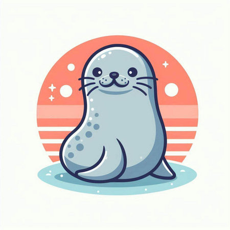 Cute seal on the beach. Vector illustration in cartoon style.のイラスト素材