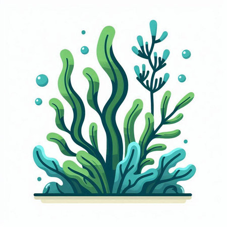 Seaweed. Underwater world. Vector illustration in cartoon styleのイラスト素材