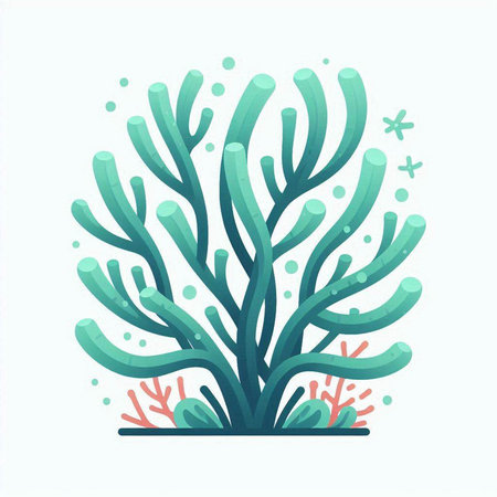 Coral reef flat vector illustration. Underwater plant isolated on white backgroundのイラスト素材