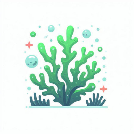 Coral reef vector illustration. Underwater plants, seaweed and algae.のイラスト素材