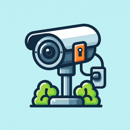 Surveillance camera icon in flat style. Security camera vector illustration.のイラスト素材