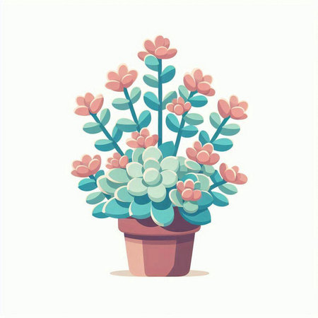 Flowerpot with succulents. Vector illustration in cartoon styleのイラスト素材