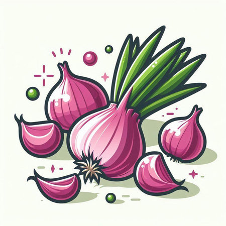 Illustration of fresh onions on a white background. Vector illustration.のイラスト素材