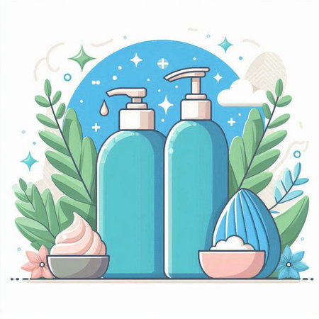 Set of cosmetic products. Hand drawn vector illustration in cartoon style.のイラスト素材