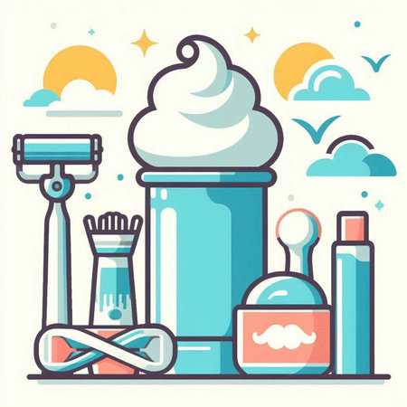 Vector illustration of a set of tools for shaving. Flat style.のイラスト素材