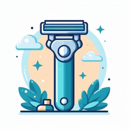 Razor for shaving. Vector illustration in flat style on white background.のイラスト素材