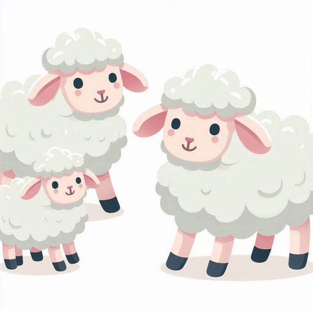 Cute cartoon sheep. Vector illustration isolated on a white background.のイラスト素材