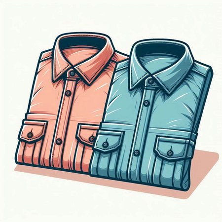Illustration of a man's shirt in retro style. Vector illustration.のイラスト素材