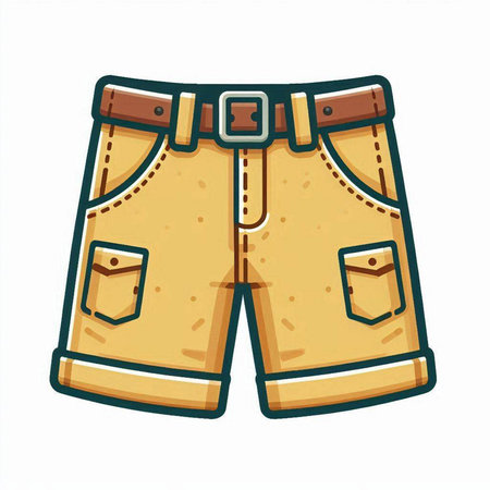 Vector illustration of jean shorts. Isolated on white background.のイラスト素材