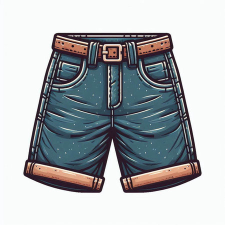 Jeans shorts. Vector illustration. Isolated on white background.のイラスト素材