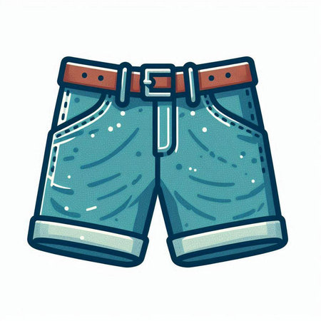 Vector illustration of denim shorts. Isolated on a white background.のイラスト素材
