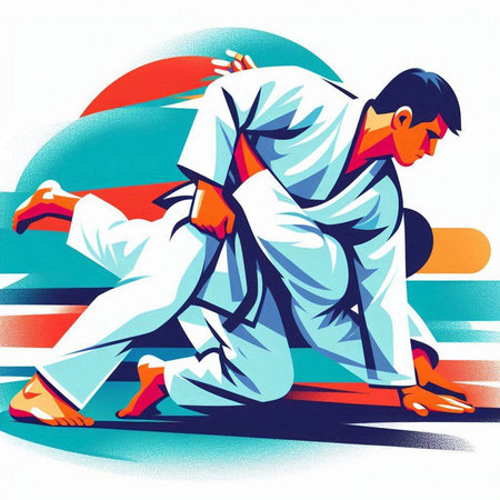 Karate illustration. Karate fighter in action. Vector illustration.のイラスト素材