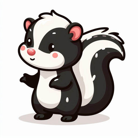 Cute skunk on white background. Vector illustration of a cartoon skunk.のイラスト素材